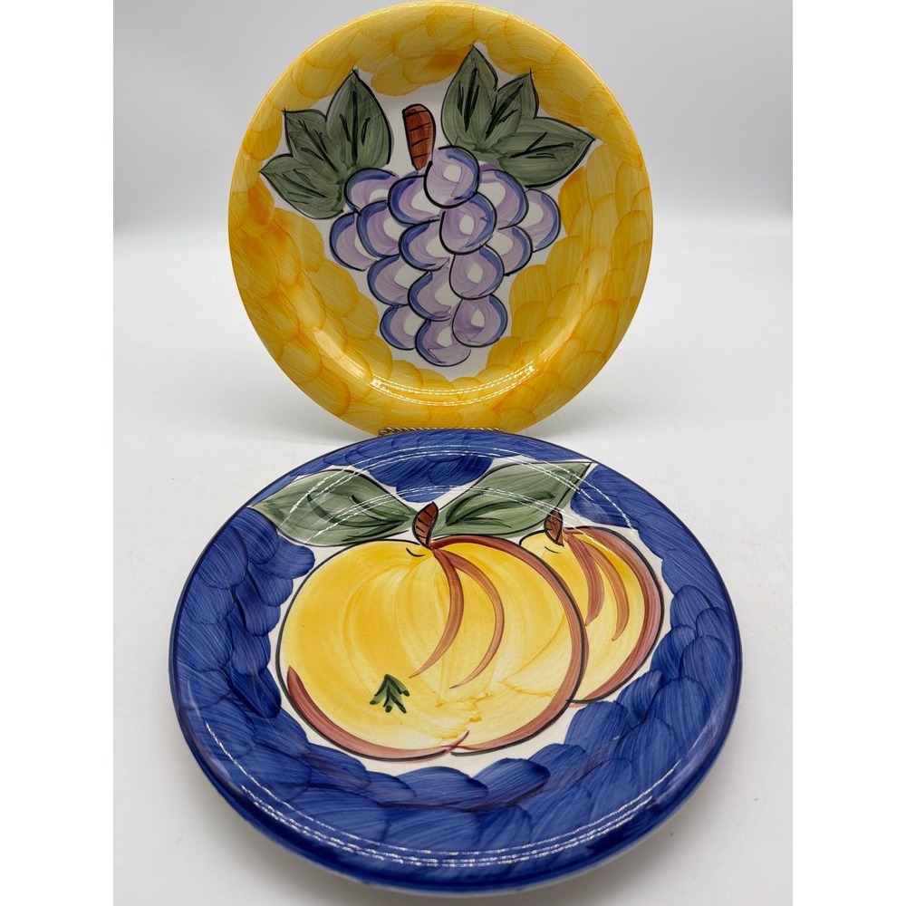 Vintage 1994 Tabletops Unlimited Fruita De Roma Dinner Plates Set of 2